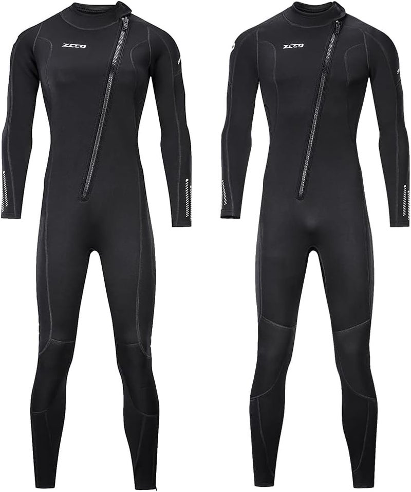 Ultra Stretch 3mm Neoprene Wetsuit, Front Zip Full Body Diving Suit, one Piece for Men & Women-Snorkeling, Scuba Diving Swimming, Surfing